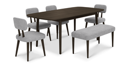 Lyno 97x160 Cm Açılır Yemek Masası Takımı (Bench&4Lü Roa) - Fitilli Kadife