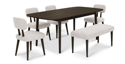 Lyno 97x160 Cm Açılır Yemek Masası Takımı (Bench&4Lü Roa) - Fitilli Kadife