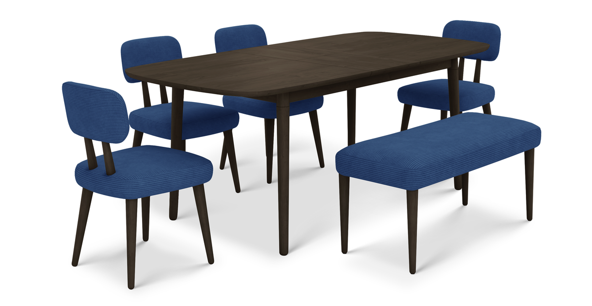 Lyno 97x160 Cm Açılır Yemek Masası Takımı (Bench&4Lü Roa) - Fitilli Kadife