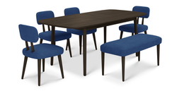 Lyno 97x160 Cm Açılır Yemek Masası Takımı (Bench&4Lü Roa) - Fitilli Kadife