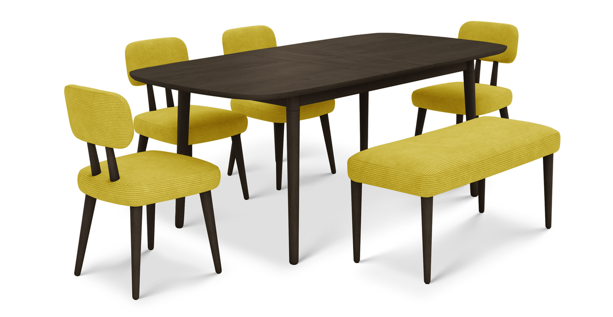 Lyno 97x160 Cm Açılır Yemek Masası Takımı (Bench&4Lü Roa) - Fitilli Kadife