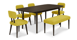 Lyno 97x160 Cm Açılır Yemek Masası Takımı (Bench&4Lü Roa) - Fitilli Kadife