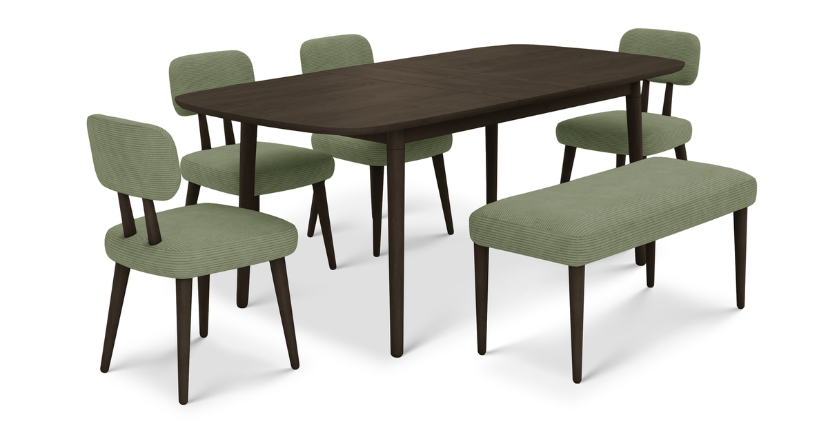 Lyno 97x160 Cm Açılır Yemek Masası Takımı (Bench&4Lü Roa) - Fitilli Kadife