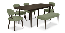 Lyno 97x160 Cm Açılır Yemek Masası Takımı (Bench&4Lü Roa) - Fitilli Kadife