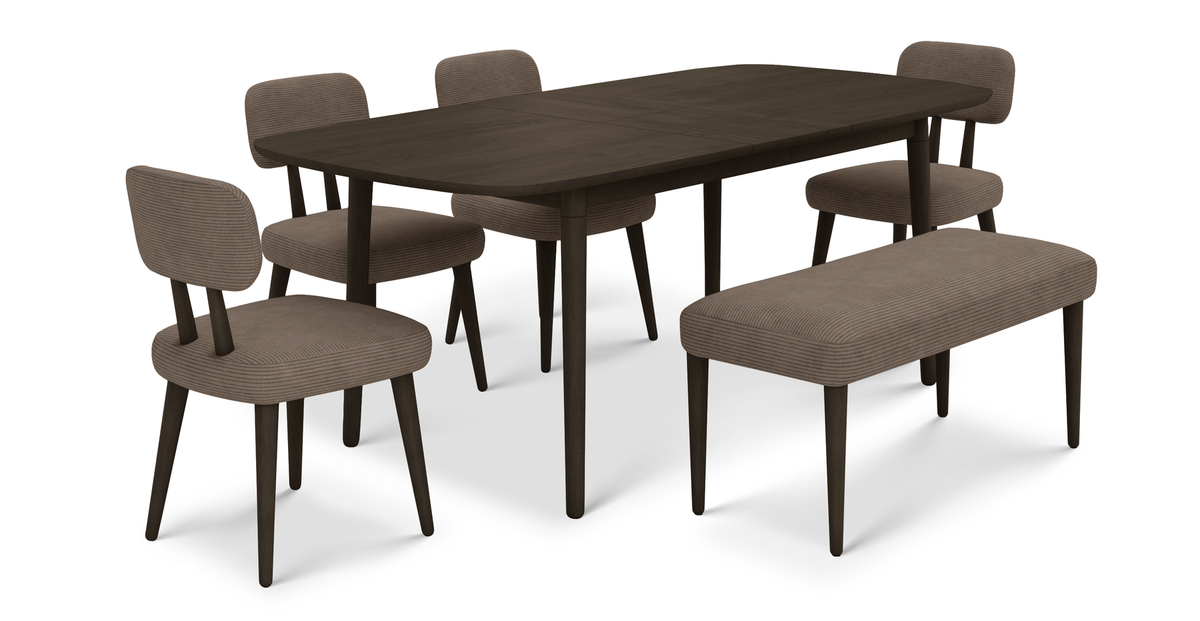 Lyno 97x160 Cm Açılır Yemek Masası Takımı (Bench&4Lü Roa) - Fitilli Kadife