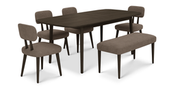 Lyno 97x160 Cm Açılır Yemek Masası Takımı (Bench&4Lü Roa) - Fitilli Kadife