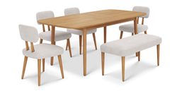 Lyno 97x160 Cm Açılır Yemek Masası Takımı (Bench&4Lü Roa) - Fitilli Kadife