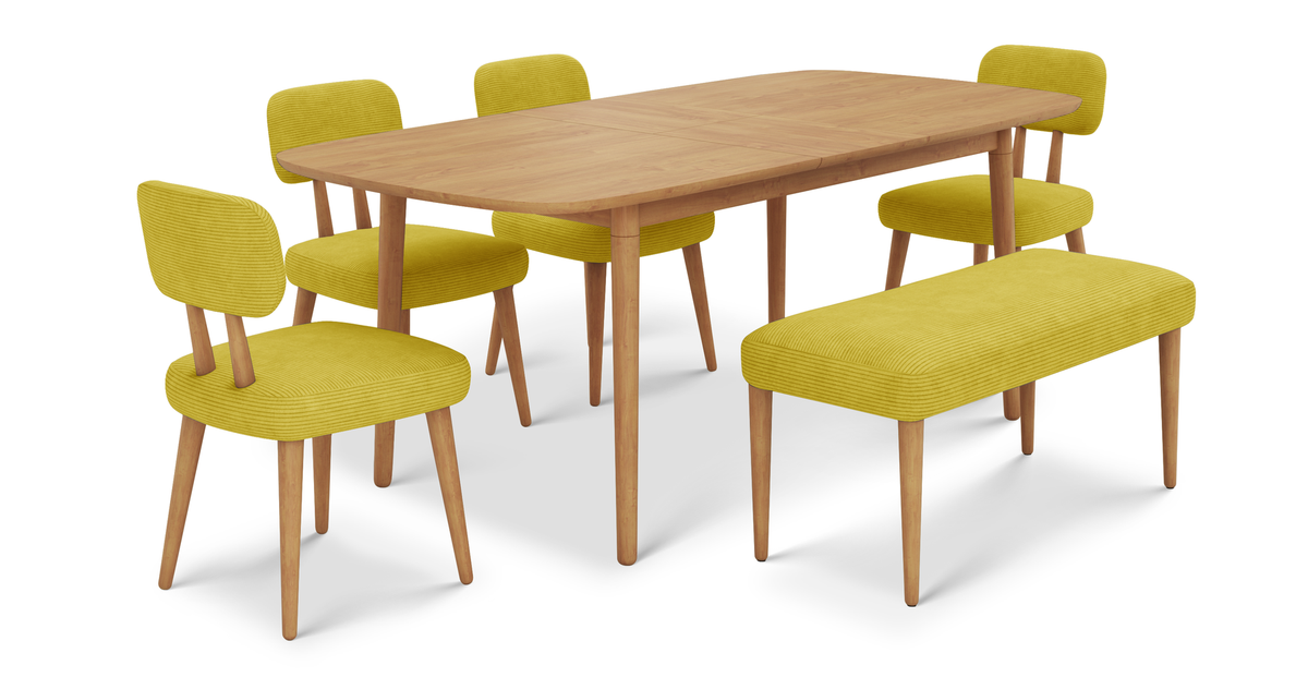 Lyno 97x160 Cm Açılır Yemek Masası Takımı (Bench&4Lü Roa) - Fitilli Kadife