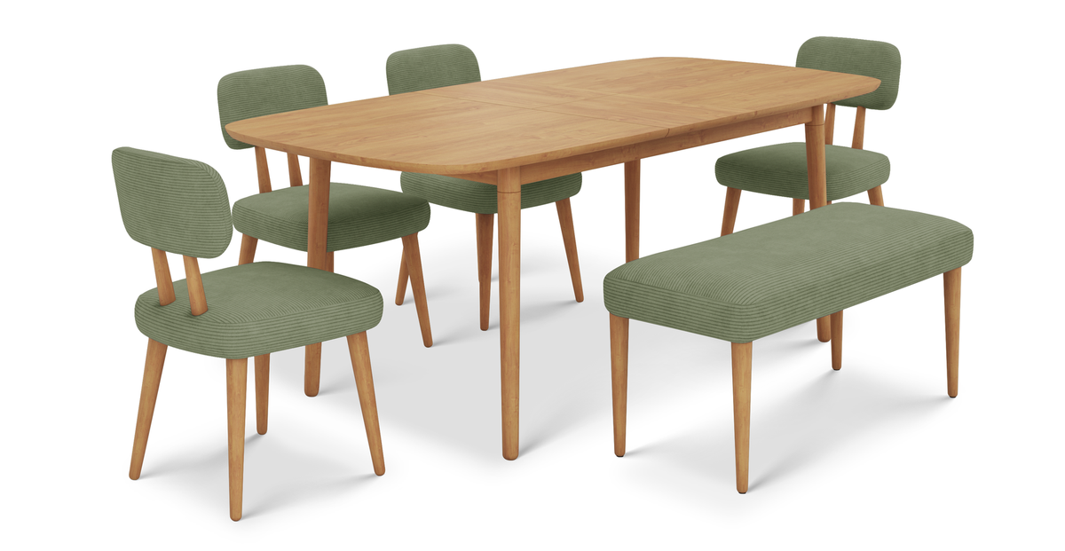 Lyno 97x160 Cm Açılır Yemek Masası Takımı (Bench&4Lü Roa) - Fitilli Kadife