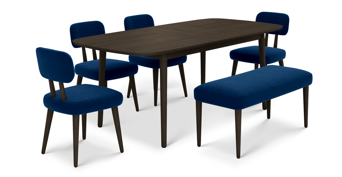 Lyno 97x160 Cm Açılır Yemek Masası Takımı (Bench&4Lü Roa) - Kadife