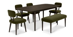 Lyno 97x160 Cm Açılır Yemek Masası Takımı (Bench&4Lü Roa) - Kadife