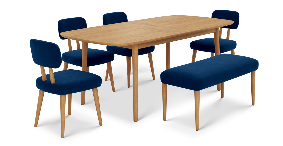 Lyno 97x160 Cm Açılır Yemek Masası Takımı (Bench&4Lü Roa) - Kadife