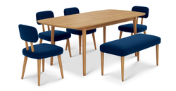 Lyno 97x160 Cm Açılır Yemek Masası Takımı (Bench&4Lü Roa) - Kadife