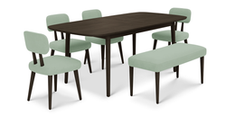 Lyno 97x160 Cm Açılır Yemek Masası Takımı (Bench&4Lü Roa) - Kadife