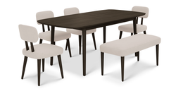 Lyno 97x160 Cm Açılır Yemek Masası Takımı (Bench&4Lü Roa) - Kadife