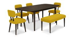 Lyno 97x160 Cm Açılır Yemek Masası Takımı (Bench&4Lü Roa) - Kadife