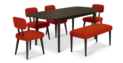 Lyno 97x160 Cm Açılır Yemek Masası Takımı (Bench&4Lü Roa) - Kadife