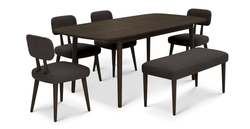 Lyno 97x160 Cm Açılır Yemek Masası Takımı (Bench&4Lü Roa) - Kadife