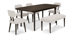 Lyno 97x160 Cm Açılır Yemek Masası Takımı (Bench&4Lü Roa) - Kadife