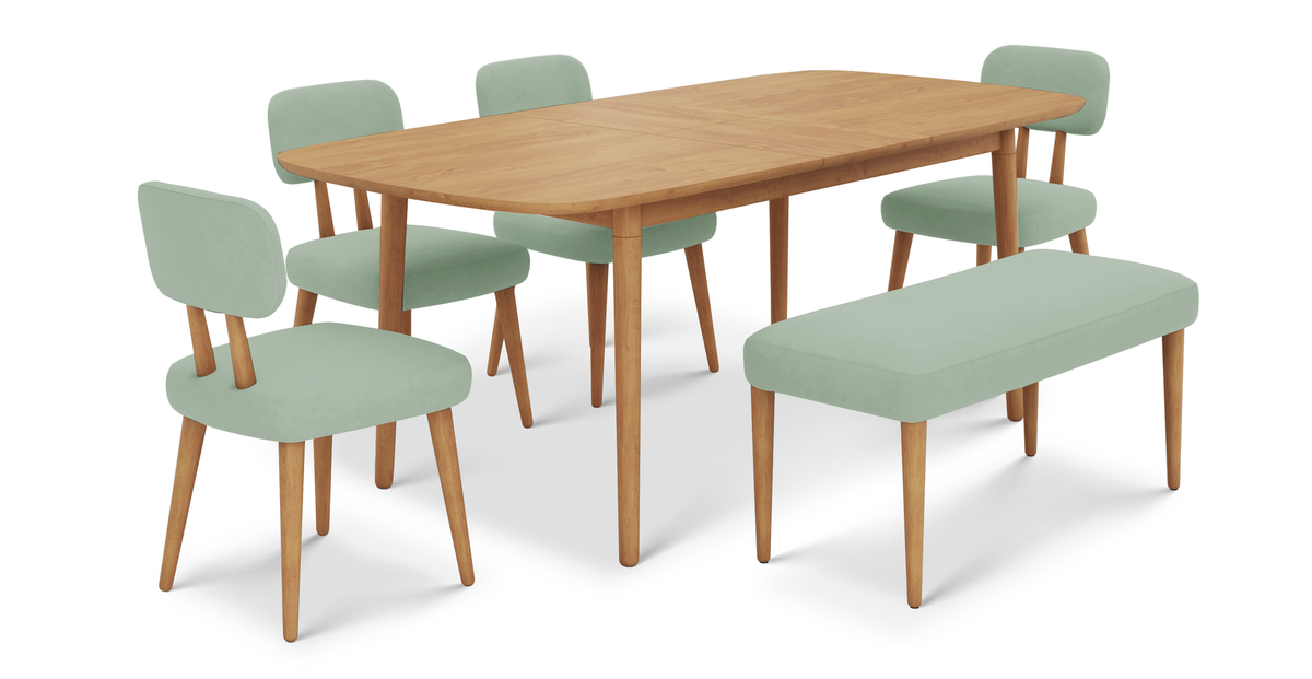 Lyno 97x160 Cm Açılır Yemek Masası Takımı (Bench&4Lü Roa) - Kadife