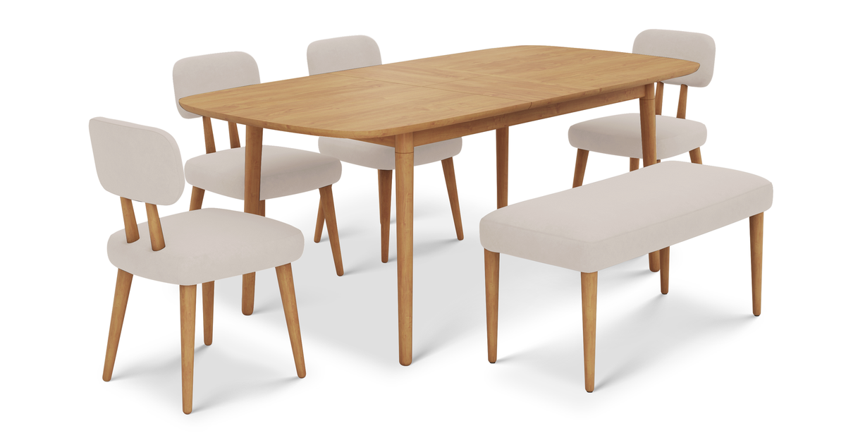 Lyno 97x160 Cm Açılır Yemek Masası Takımı (Bench&4Lü Roa) - Kadife