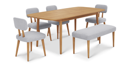 Lyno 97x160 Cm Açılır Yemek Masası Takımı (Bench&4Lü Roa) - Kadife