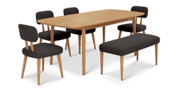 Lyno 97x160 Cm Açılır Yemek Masası Takımı (Bench&4Lü Roa) - Kadife