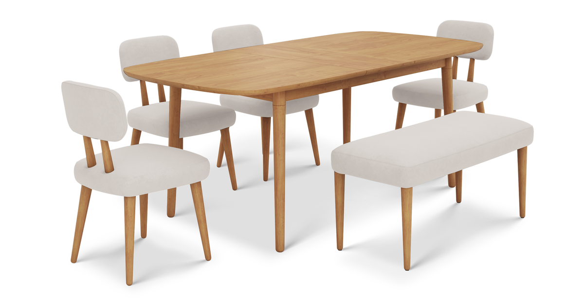 Lyno 97x160 Cm Açılır Yemek Masası Takımı (Bench&4Lü Roa) - Kadife