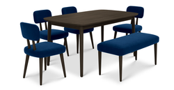 Lyno 97x160 Cm Sabit Yemek Masası Takımı (Bench&4Lü Roa) - Kadife