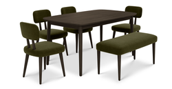 Lyno 97x160 Cm Sabit Yemek Masası Takımı (Bench&4Lü Roa) - Kadife