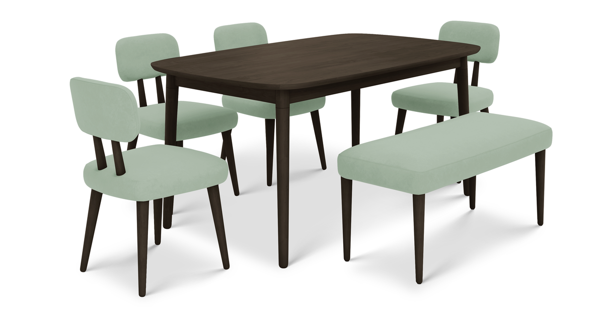 Lyno 97x160 Cm Sabit Yemek Masası Takımı (Bench&4Lü Roa) - Kadife