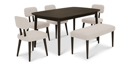 Lyno 97x160 Cm Sabit Yemek Masası Takımı (Bench&4Lü Roa) - Kadife