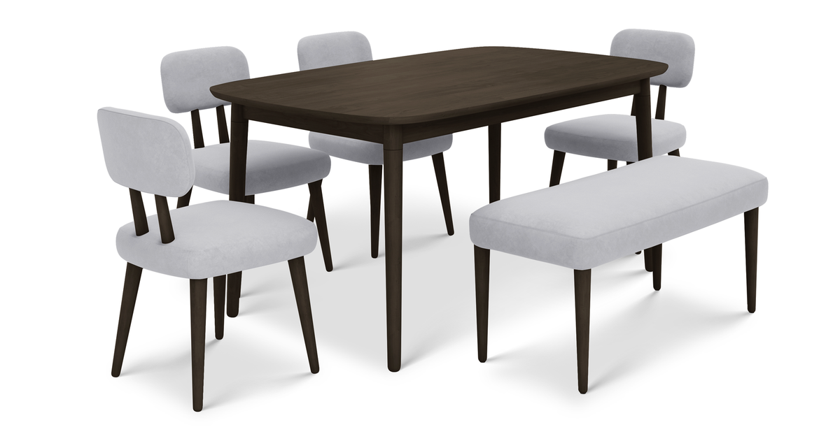 Lyno 97x160 Cm Sabit Yemek Masası Takımı (Bench&4Lü Roa) - Kadife