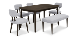 Lyno 97x160 Cm Sabit Yemek Masası Takımı (Bench&4Lü Roa) - Kadife