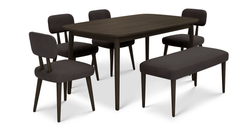 Lyno 97x160 Cm Sabit Yemek Masası Takımı (Bench&4Lü Roa) - Kadife