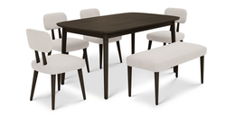 Lyno 97x160 Cm Sabit Yemek Masası Takımı (Bench&4Lü Roa) - Kadife