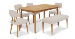 Lyno 97x160 Cm Sabit Yemek Masası Takımı (Bench&4Lü Roa) - Kadife