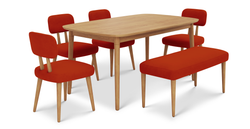 Lyno 97x160 Cm Sabit Yemek Masası Takımı (Bench&4Lü Roa) - Kadife