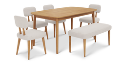 Lyno 97x160 Cm Sabit Yemek Masası Takımı (Bench&4Lü Roa) - Kadife