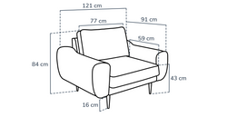 Klem Slim Kiremit Köşe ve Çakıl Tekli Koltuk Takımı - Kadife & Keten