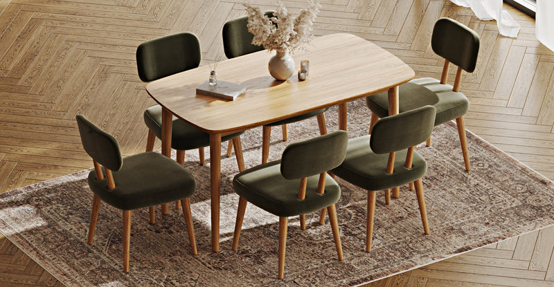 Lyno 77x140 Cm Sabit Yemek Masası Takımı (6 Roa Sandalye) - Performans Keten