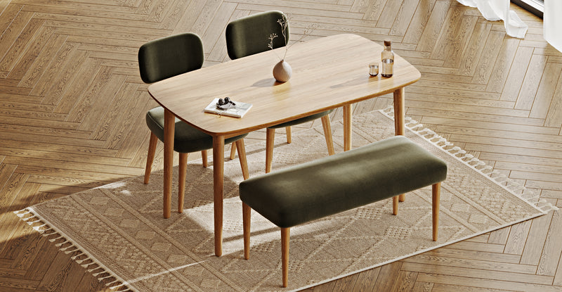 Lyno 77x140 Cm Sabit Yemek Masası Takımı (Roa Bench & 2 Roa Sandalye) - Performans Keten