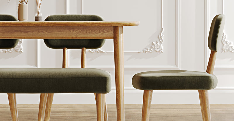 Lyno 77x140 Cm Sabit Yemek Masası Takımı (Roa Bench & 4 Roa Sandalye) - Performans Keten