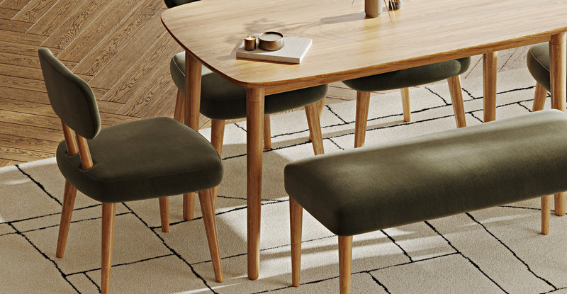 Lyno 77x140 Cm Sabit Yemek Masası Takımı (Roa Bench & 4 Roa Sandalye) - Performans Keten
