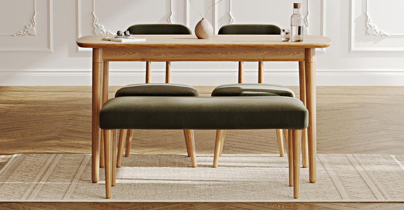 Lyno 77x140 Cm Sabit Yemek Masası Takımı (Roa Bench & 2 Roa Sandalye) - Performans Keten