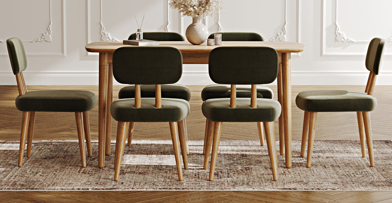 Lyno 77x140 Cm Sabit Yemek Masası Takımı (6 Roa Sandalye) - Performans Keten