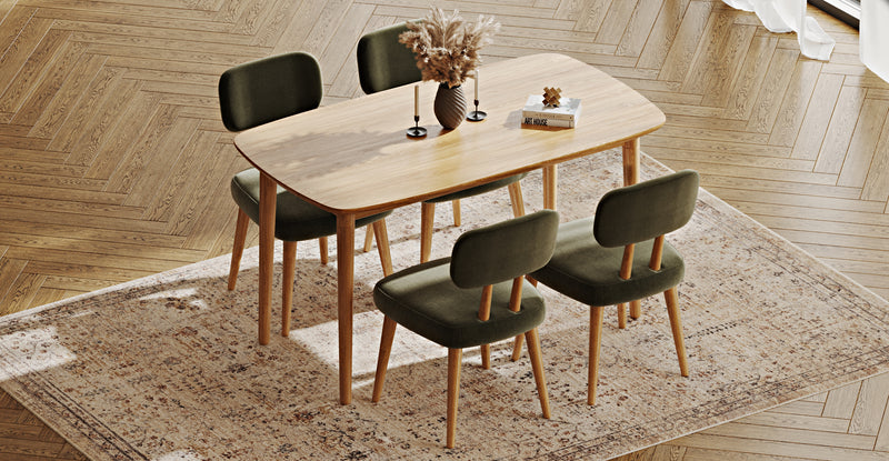 Lyno 77x140 Cm Sabit Yemek Masası Takımı (4 Roa Sandalye) - Performans Keten