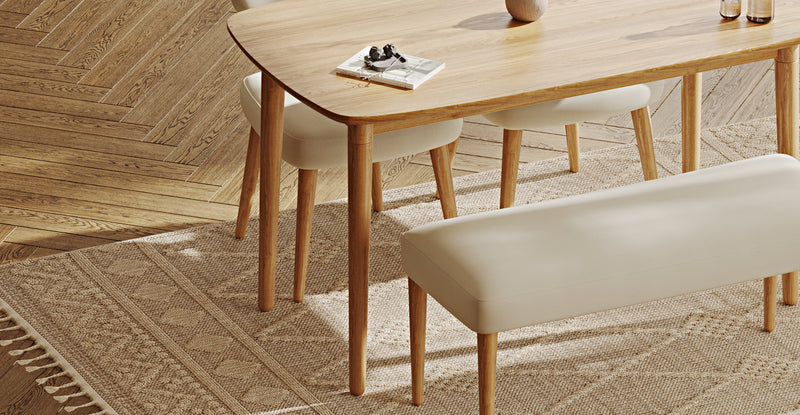 Lyno 77x140 Cm Sabit Yemek Masası Takımı (Roa Bench & 2 Roa Sandalye) - Performans Kadife