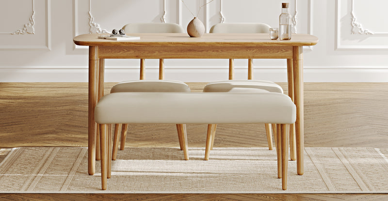 Lyno 77x140 Cm Sabit Yemek Masası Takımı (Roa Bench & 2 Roa Sandalye) - Performans Kadife