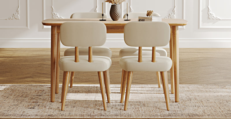 Lyno 77x140 Cm Sabit Yemek Masası Takımı (4 Roa Sandalye) - Performans Kadife